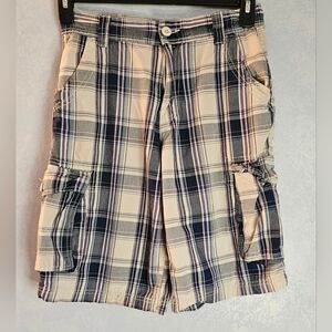 🟡 ARIZONA Boys Adjustable Plaid Cargo Shorts 16